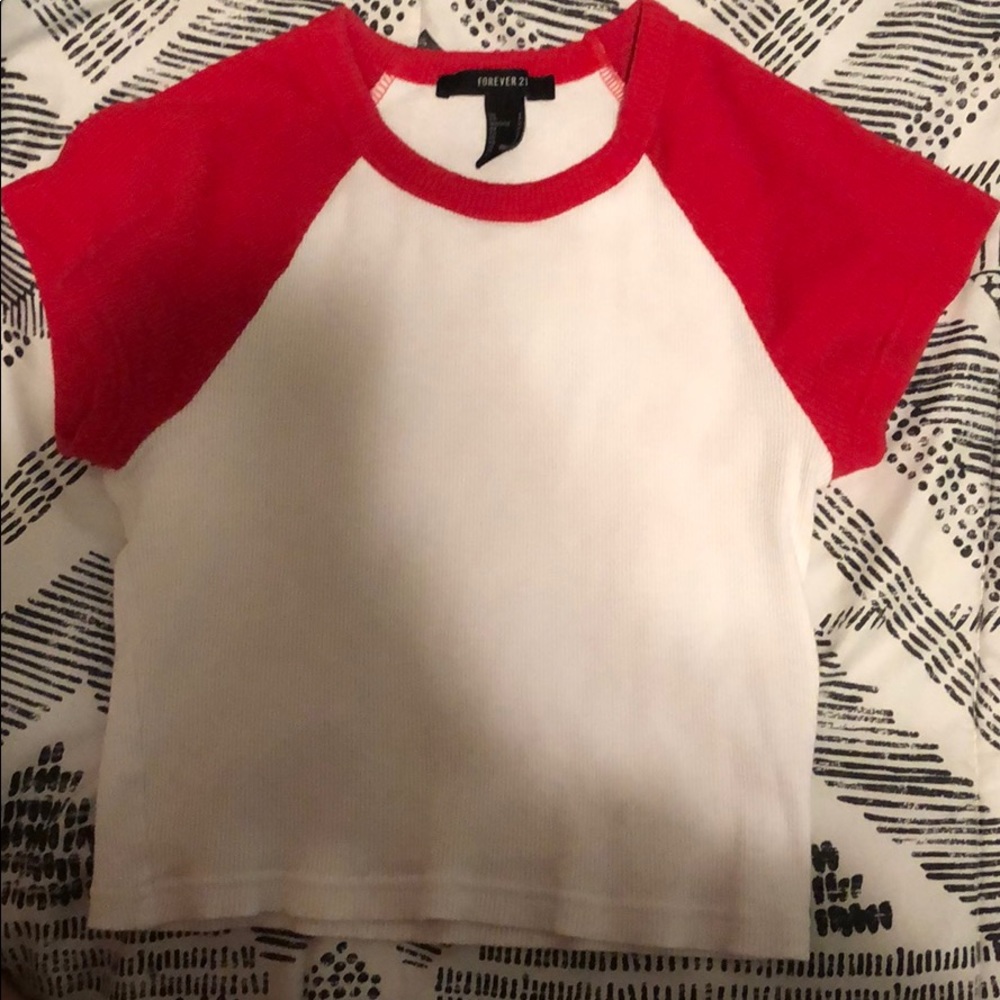 red baseball tee